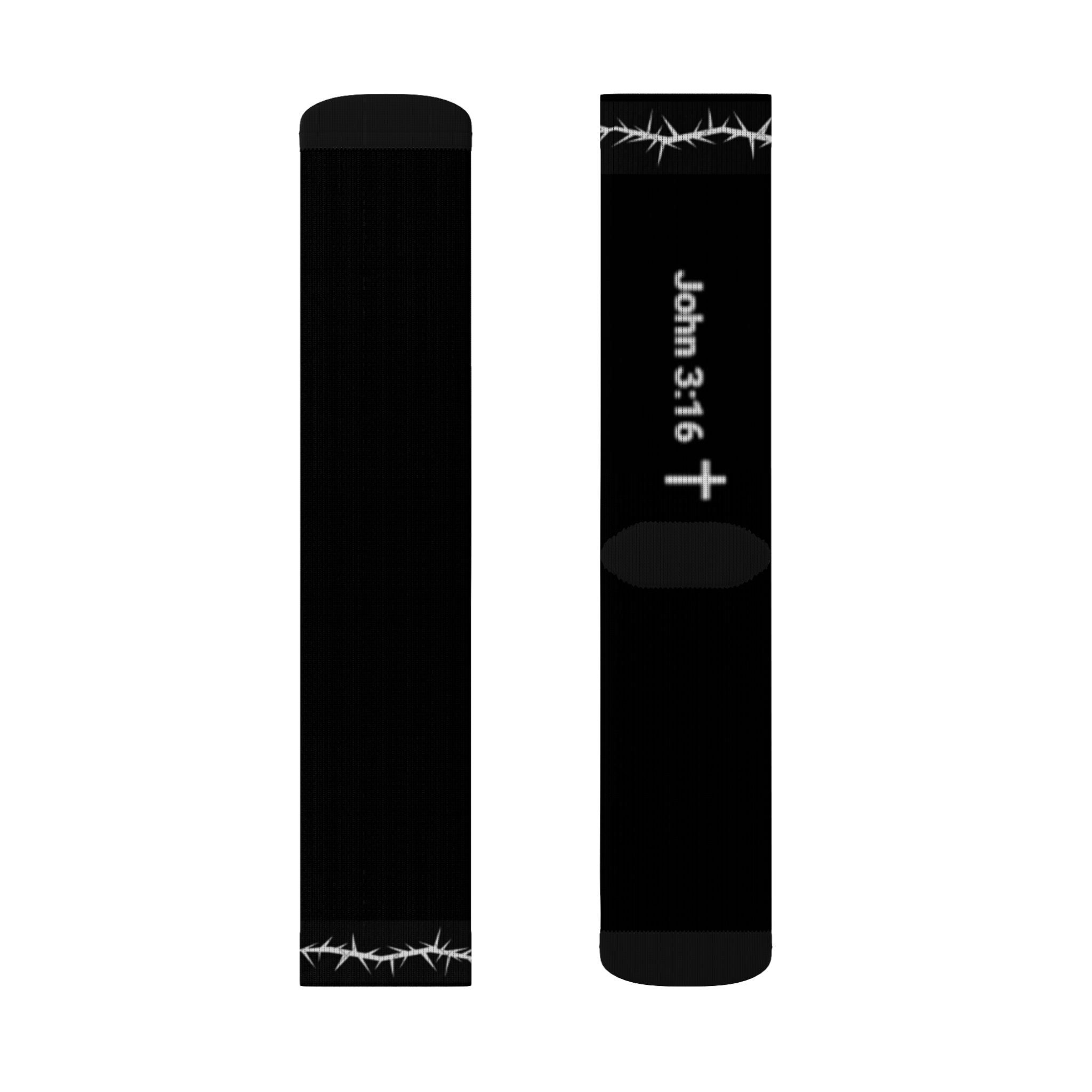 John 3:16 Black Sublimation Socks — Christian Faith Crew Socks