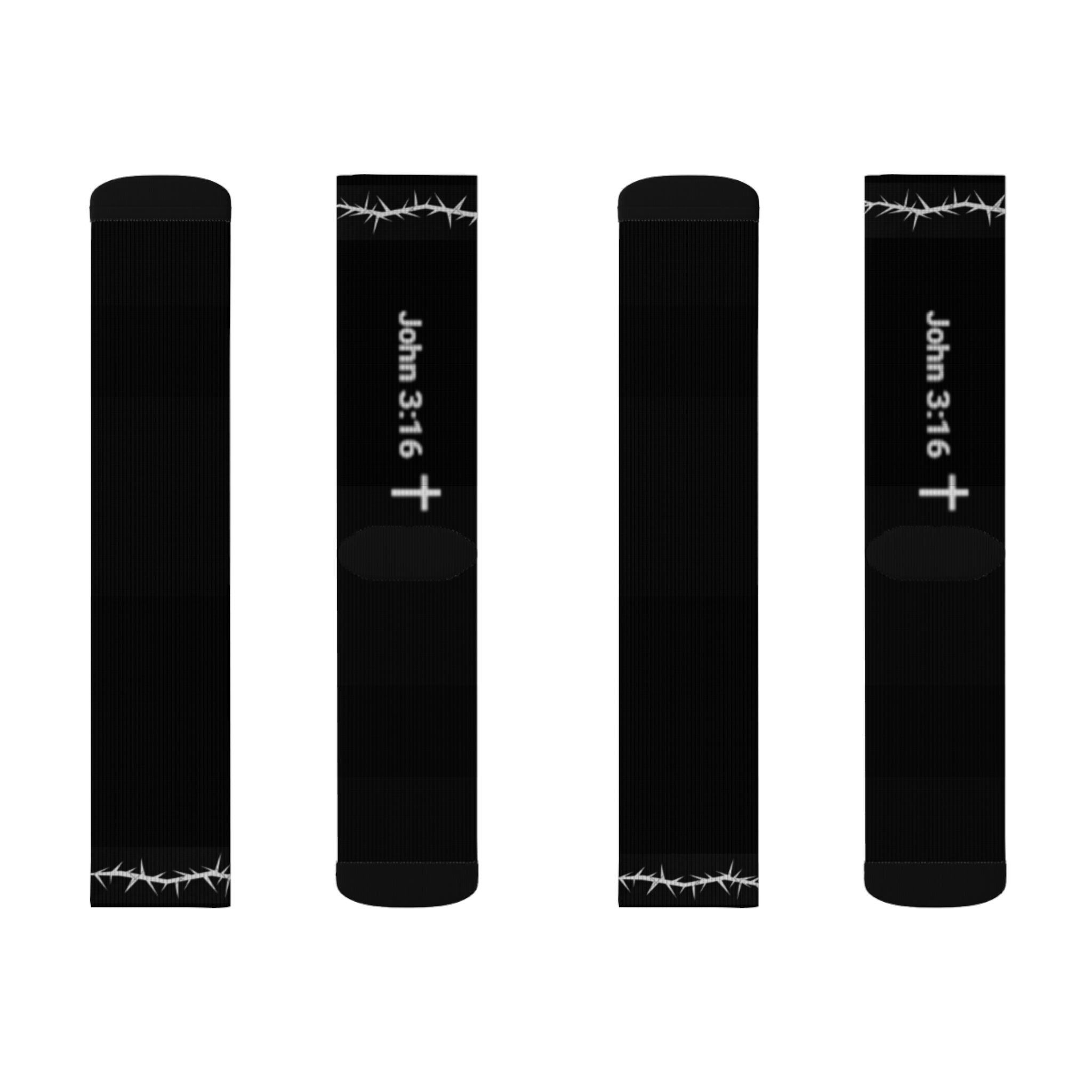 John 3:16 Black Sublimation Socks — Christian Faith Crew Socks
